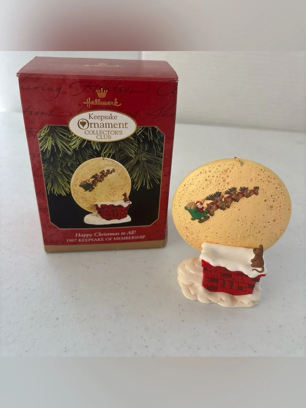 Hallmark Red & Gold 'Happy Christmas to All' Ornament in Box